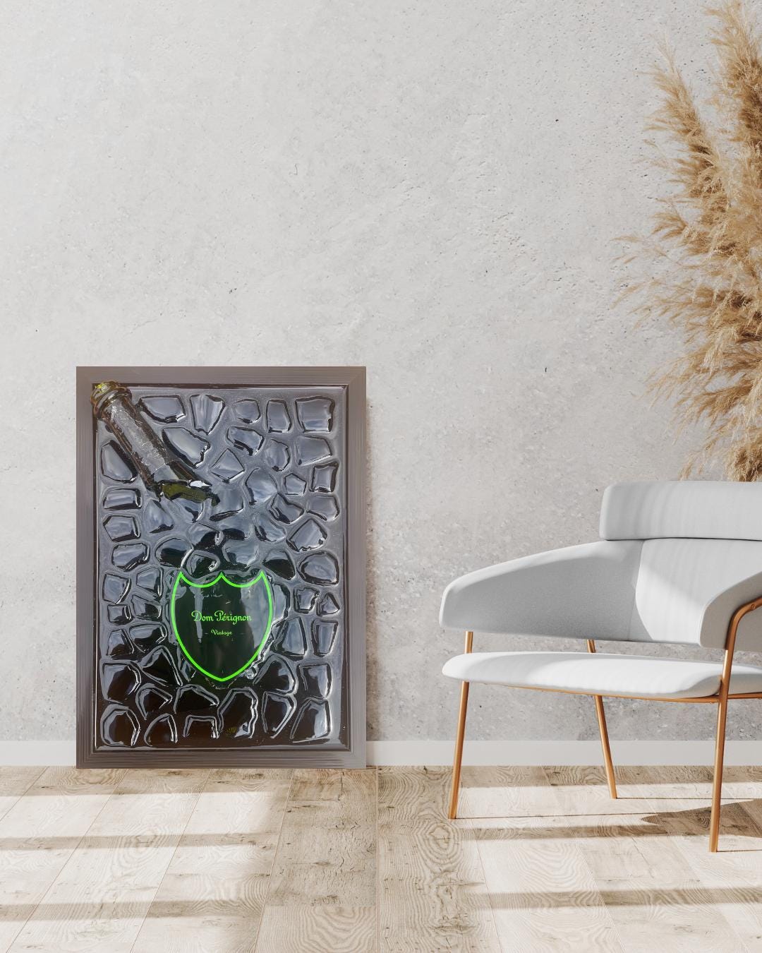 Broken Bottle Art | Green Pérignon Champagne Bottle | Luxury Epoxy | Resin | Gift for Him | Unique Decor