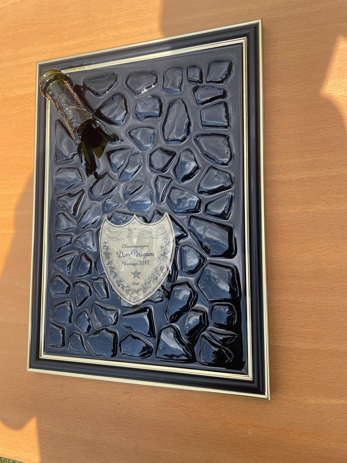 Epoxy Broken Bottle Artwork | Pérignon Champagne Art | Resin Home Decor | Epoxy Resin | Resinart | Wall Decor