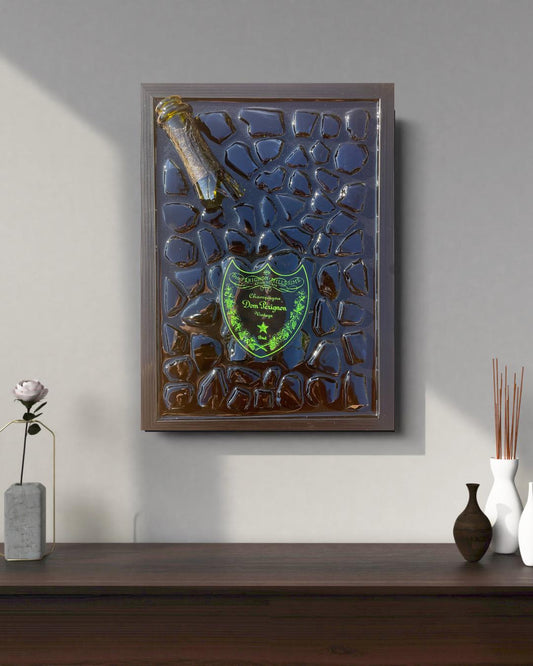 Broken Bottle Art | Green Pérignon Champagne Bottle | Luxury Epoxy | Luxury Resin Art | Gift for Him