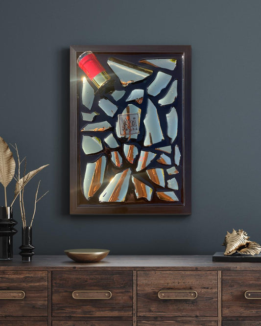 Broken Bottle Art | Gold AU Vodka Bottle | Luxury Epoxy | Luxury Resin Art | Gift for Him