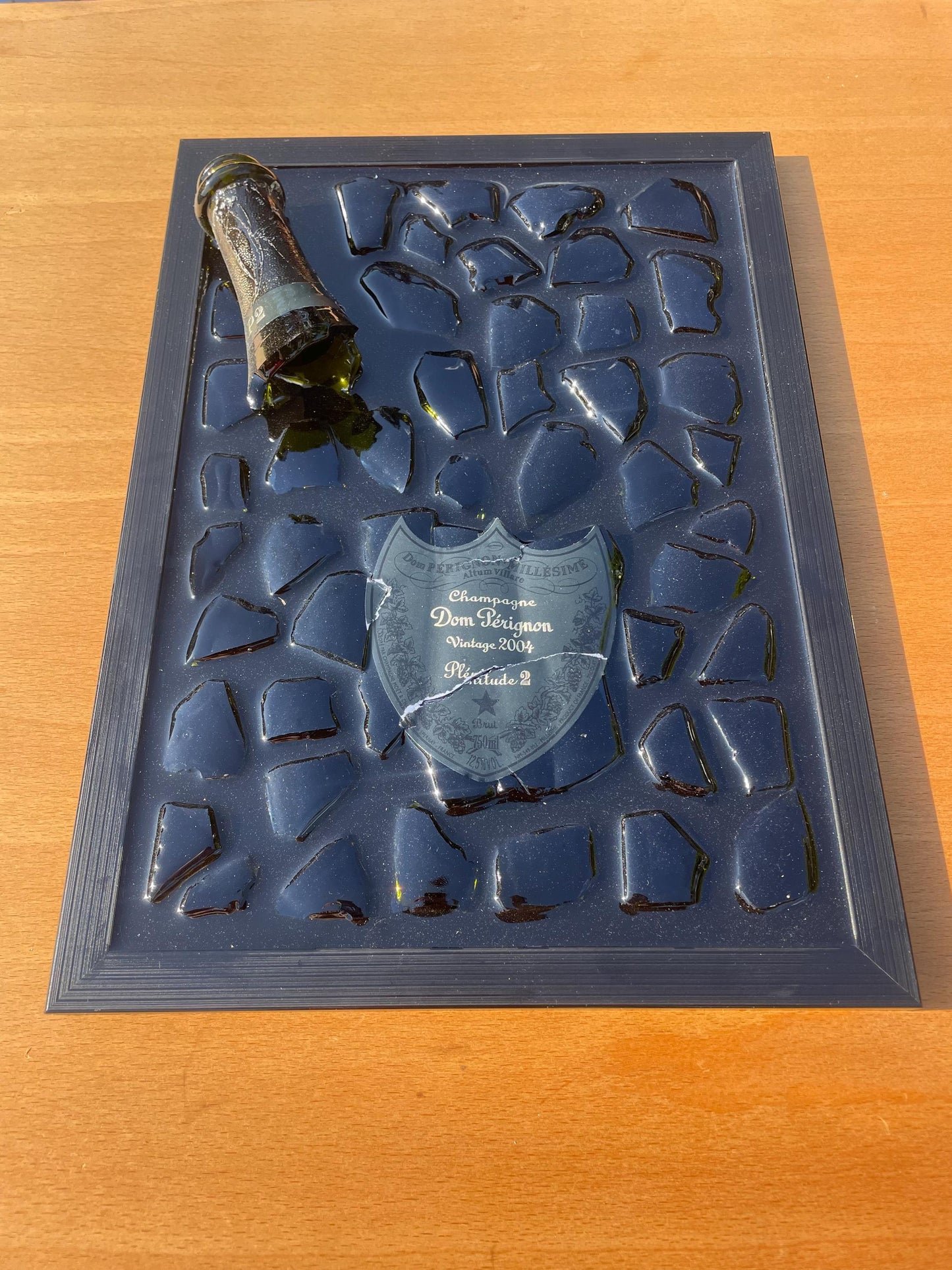Broken Bottle Art | P2 Pérignon 2004 Champagne Bottle | Luxury Epoxy | Luxury Resin Art | Gift for Him