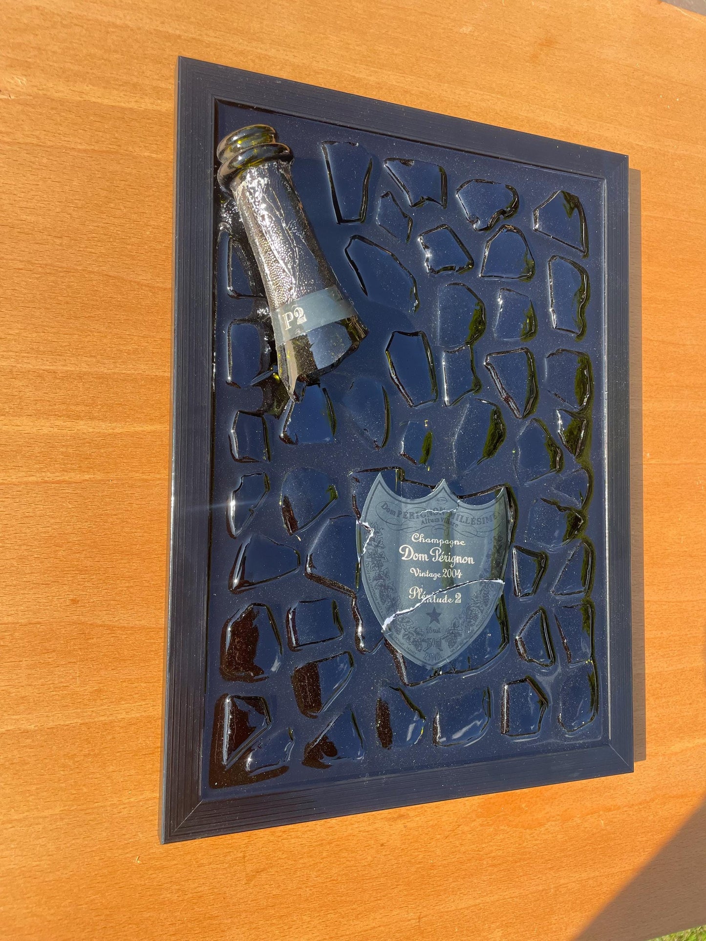 Broken Bottle Art | P2 Pérignon 2004 Champagne Bottle | Luxury Epoxy | Luxury Resin Art | Gift for Him