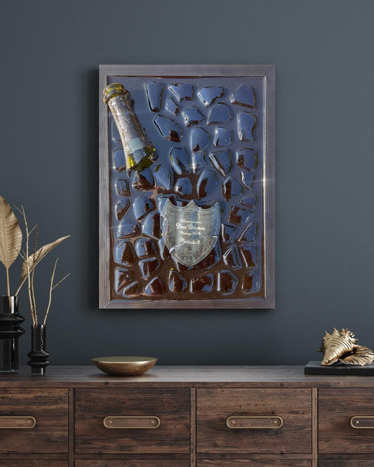 Broken Bottle Art | P2 Pérignon 2004 Champagne Bottle | Luxury Epoxy | Luxury Resin Art | Gift for Him