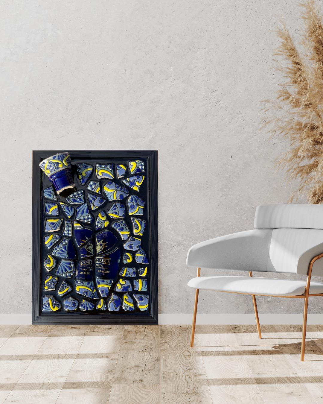 Broken Bottle Art Amor Mio Tequila Epoxy Modern wall Decor