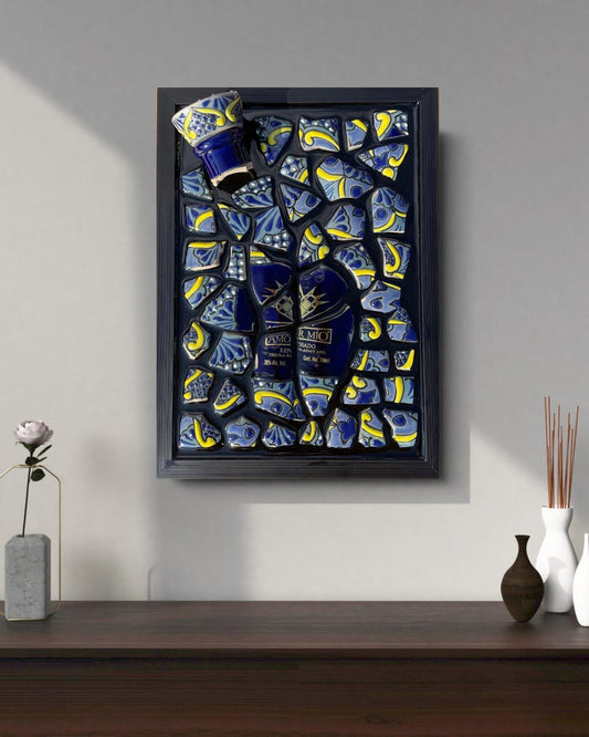 Broken Bottle Resin Artwork | Amor Mio Tequila Display | Luxury Epoxy Art | Gift For Him | Office Decor