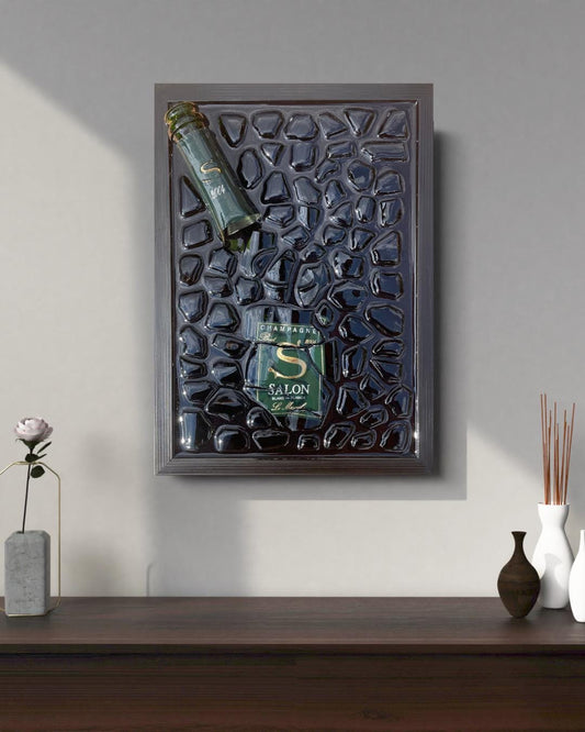 Luxury Epoxy Art | Broken Bottle Art | Salon Champagne 2004 | Resin Decor | Unique Gift for Him | Man Cave Art