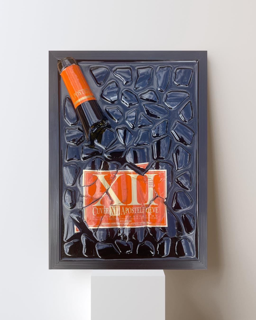 Epoxy Broken Wine Bottle Art: Cuvée XII Apostelhoeve, Luxury Home Decor