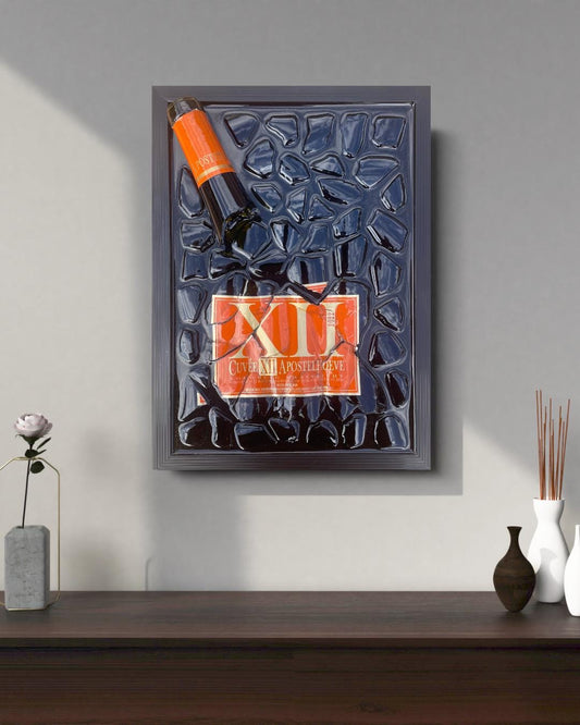Epoxy Broken Wine Bottle Art: Cuvée XII Apostelhoeve, Luxury Home Decor
