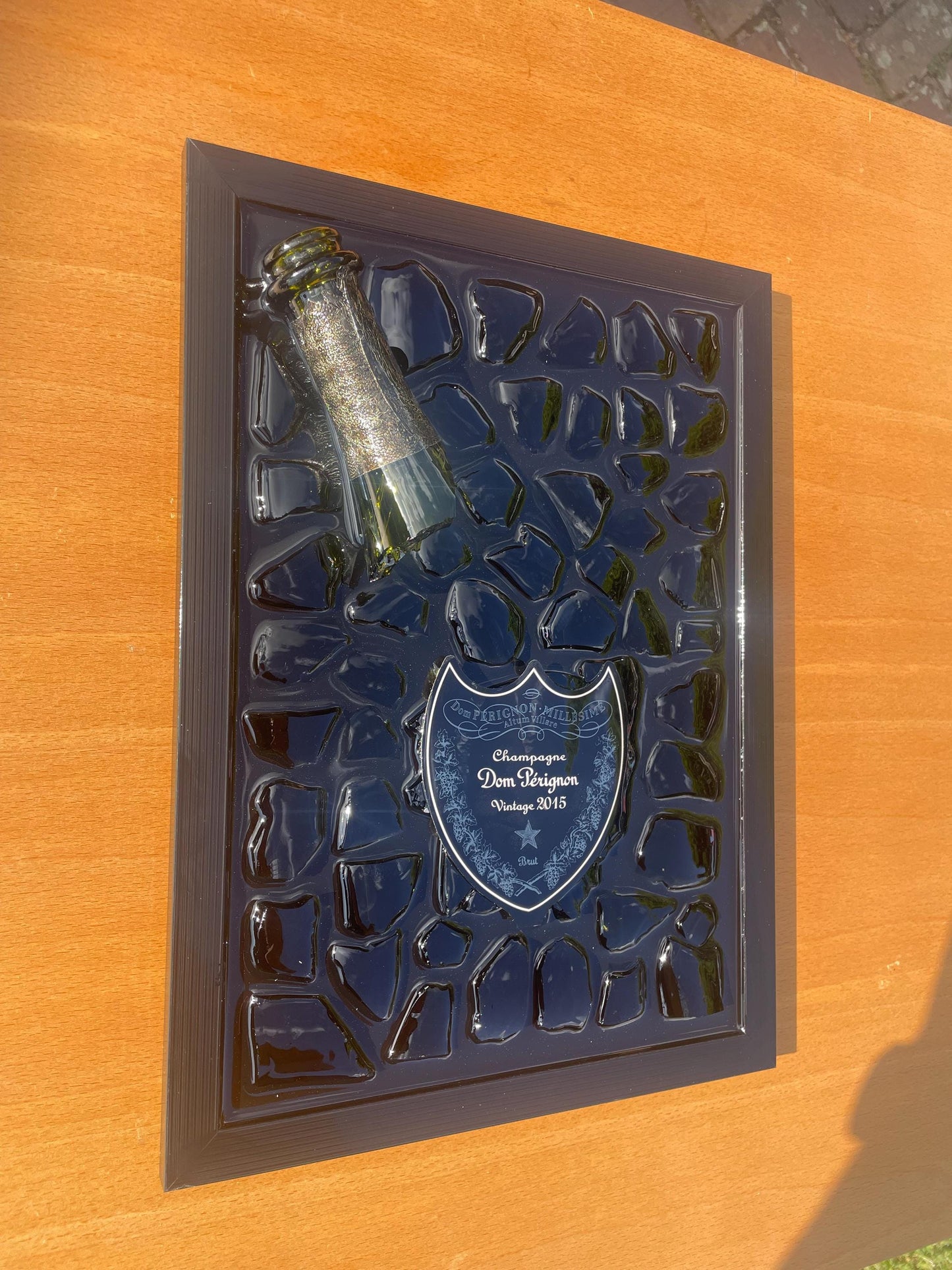Broken Bottle Art | White Luminous 2015 Champagne Bottle | Luxury Epoxy | Resin Art | Gift for Him | Home Decor