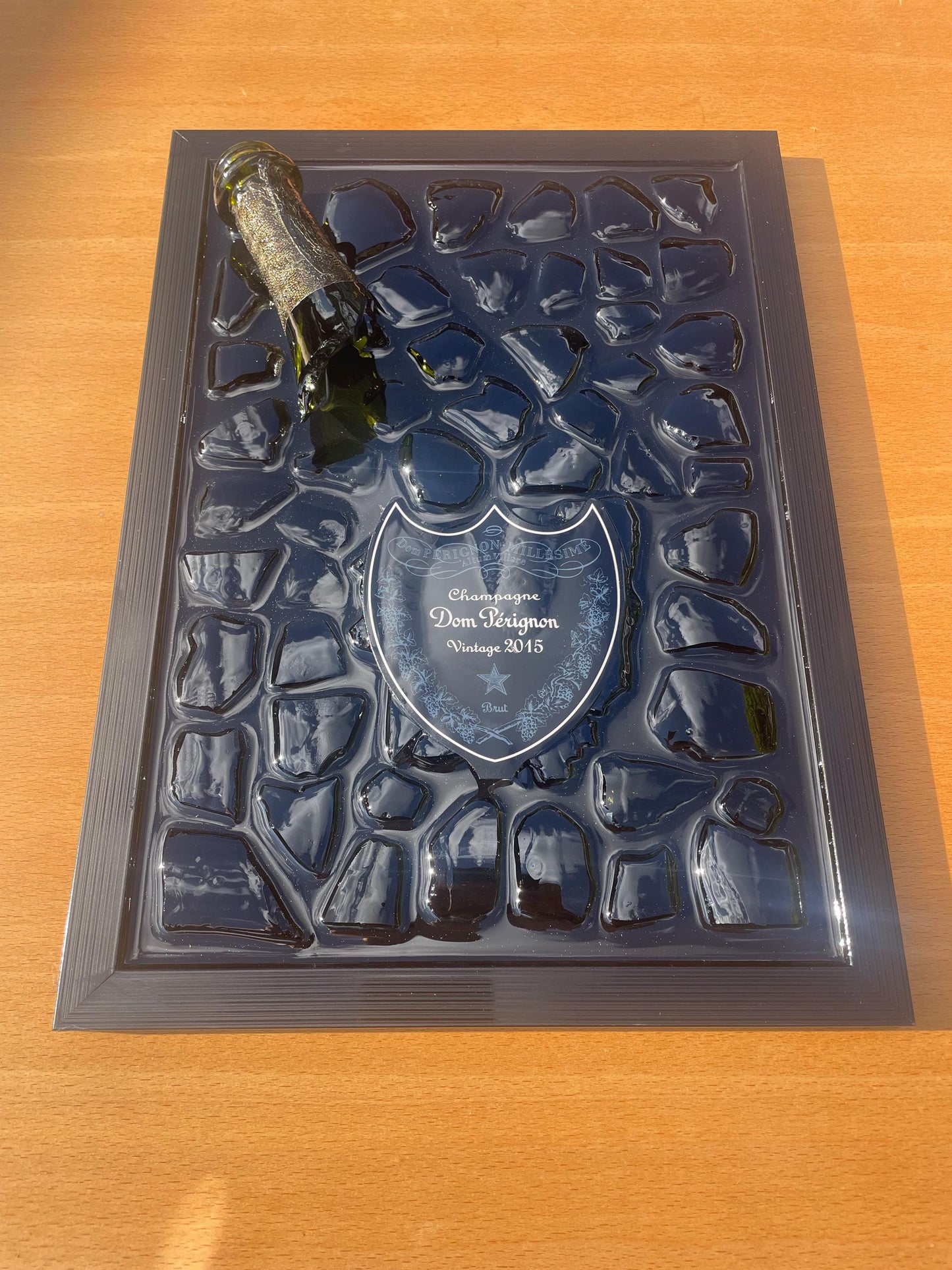 Luminous Perignon Champagne Broken Bottle Art Epoxy Resin Wall Decor
