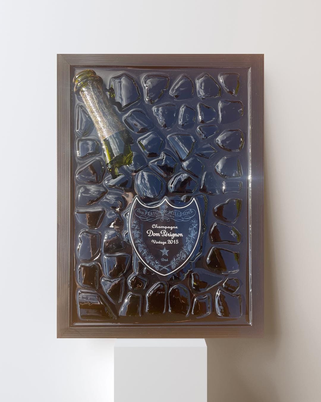 Broken Bottle Art | White Luminous 2015 Champagne Bottle | Luxury Epoxy | Resin Art | Gift for Him | Home Decor