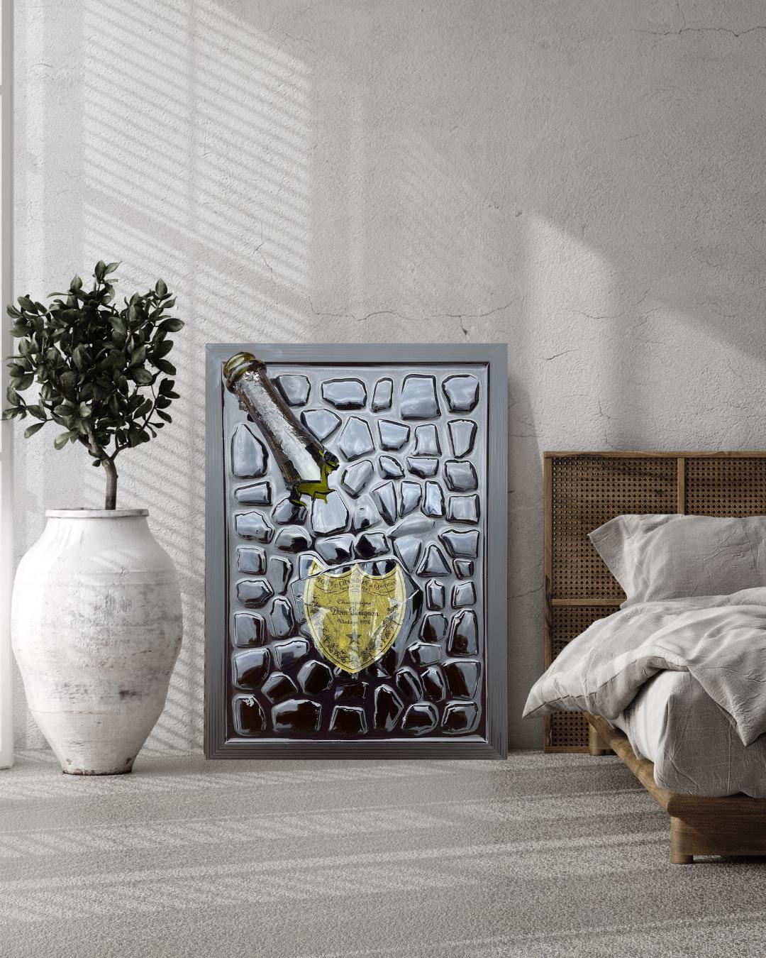 Broken Bottle Art Perignon Champagne Bottle 1998 Resin Artwork Broken Glass Art Gift for Him