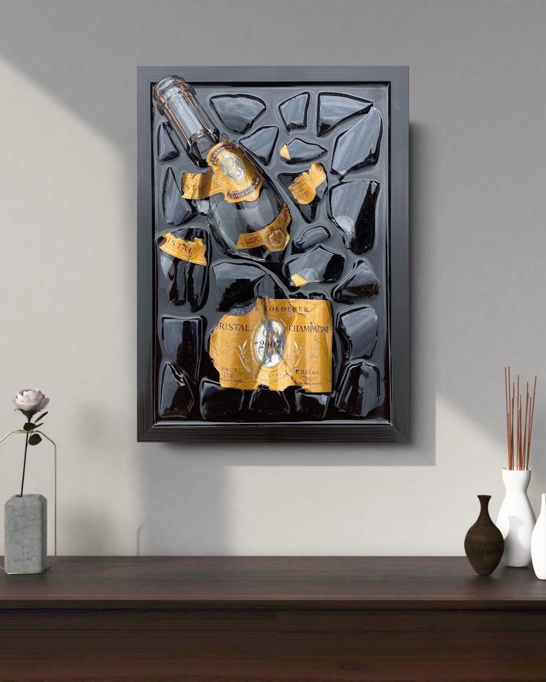 Broken Bottle Art Crystal Champagne Bottle 2007 Resin Artwork Epoxy Resin Epoxy Painting Resinart