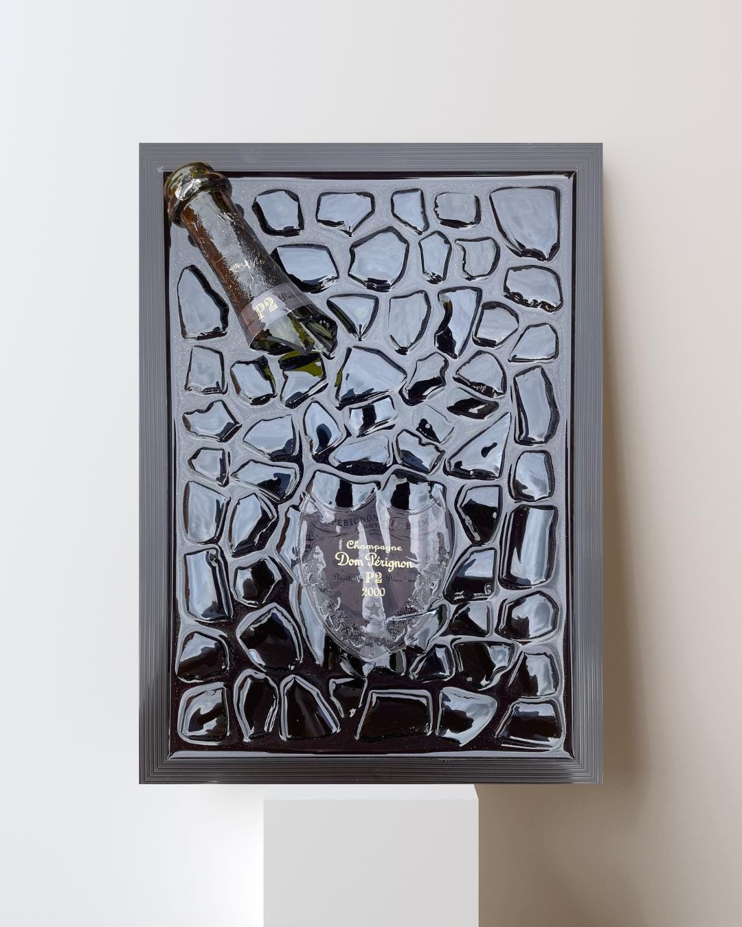 Broken Bottle Art P2 Pérignon 2000 Champagne Bottle Luxury Epoxy Resin Art Epoxy Painting Resinart Gift for Him