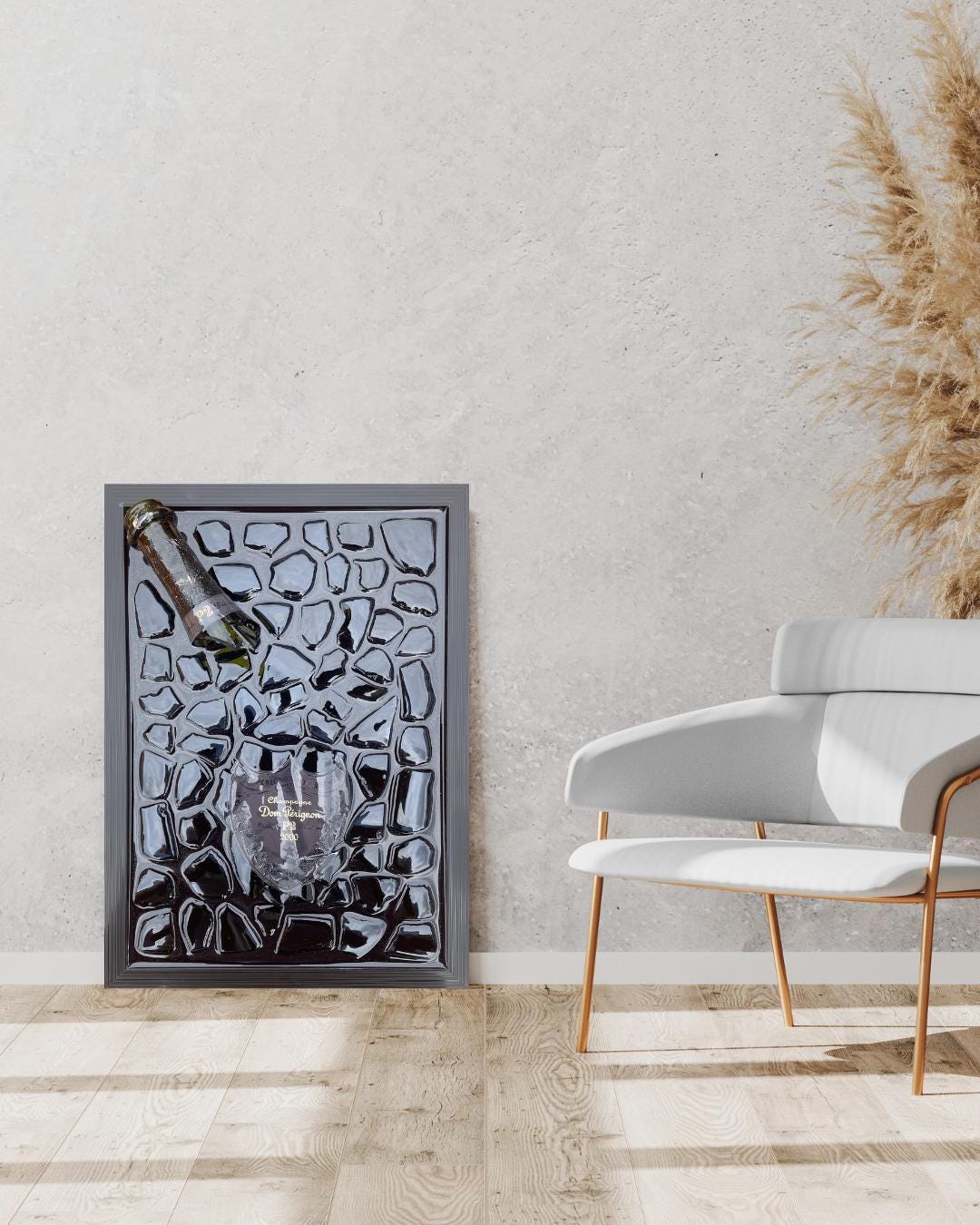 Broken Bottle Art P2 Pérignon 2000 Champagne Bottle Luxury Epoxy Resin Art Epoxy Painting Resinart Gift for Him