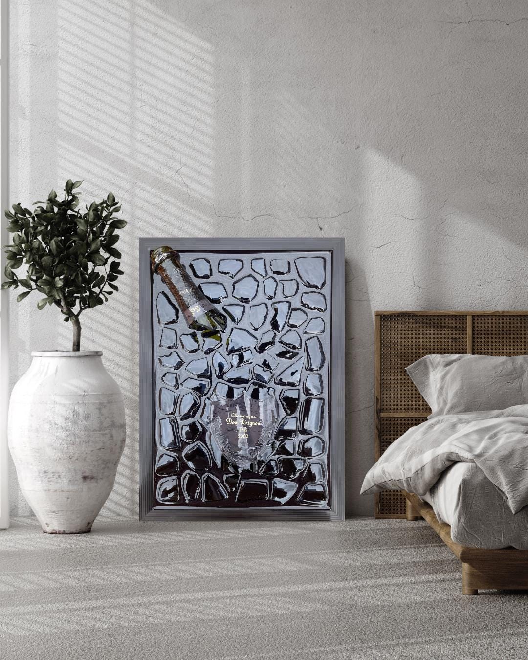 Broken Bottle Art P2 Pérignon 2000 Champagne Bottle Luxury Epoxy Resin Art Epoxy Painting Resinart Gift for Him