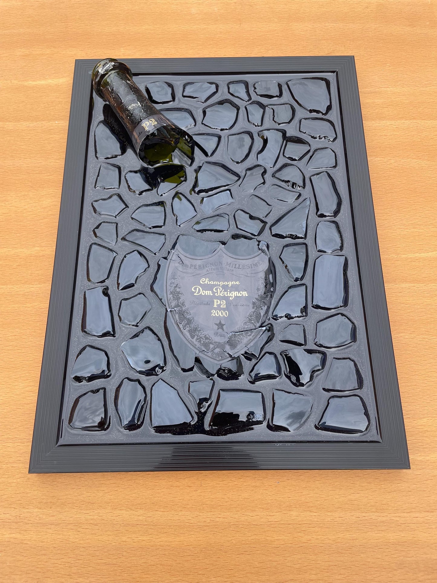 Broken Bottle Art P2 Pérignon 2000 Champagne Bottle Luxury Epoxy Resin Art Epoxy Painting Resinart Gift for Him