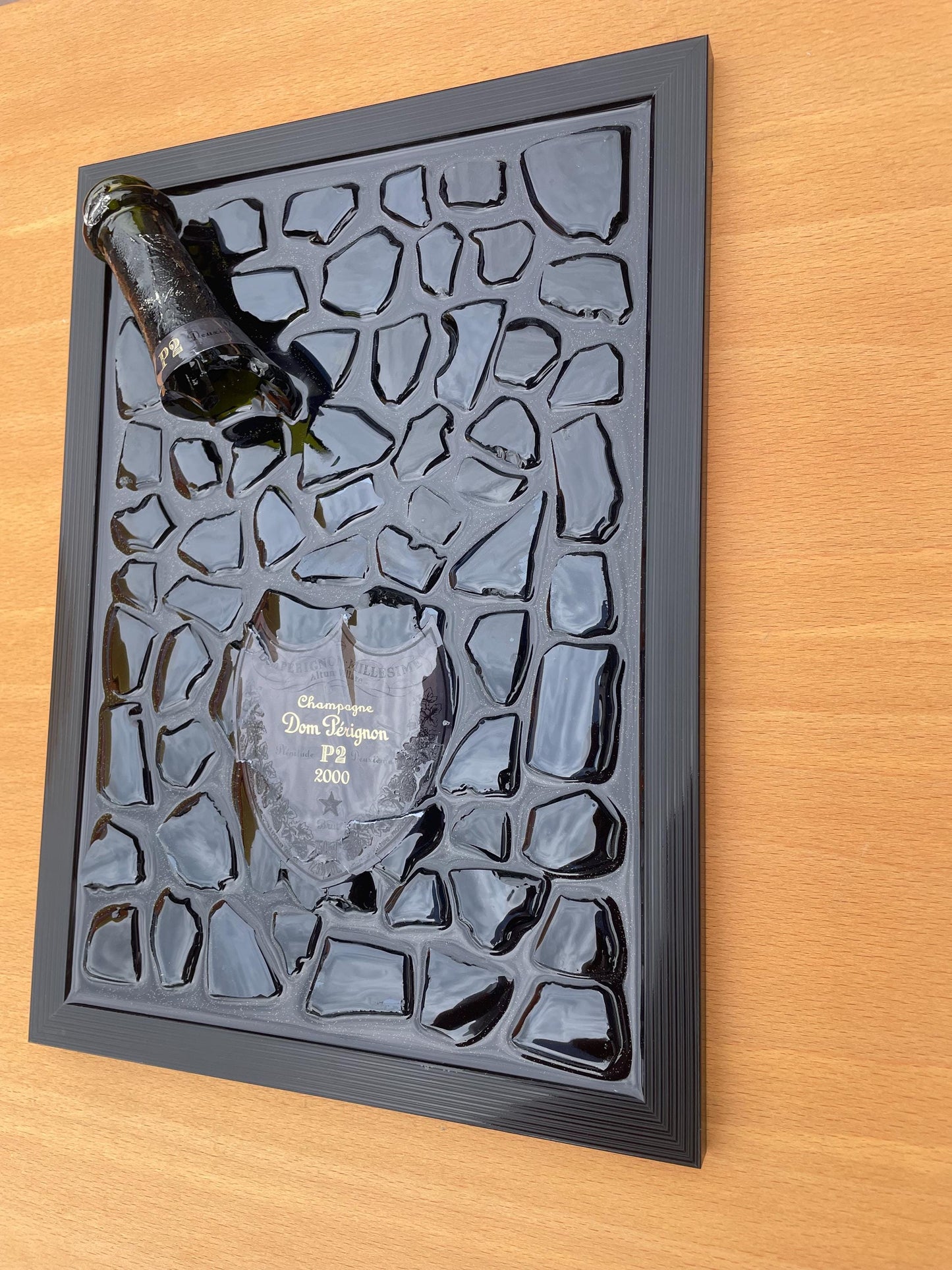 Broken Bottle Art P2 Pérignon 2000 Champagne Bottle Luxury Epoxy Resin Art Epoxy Painting Resinart Gift for Him