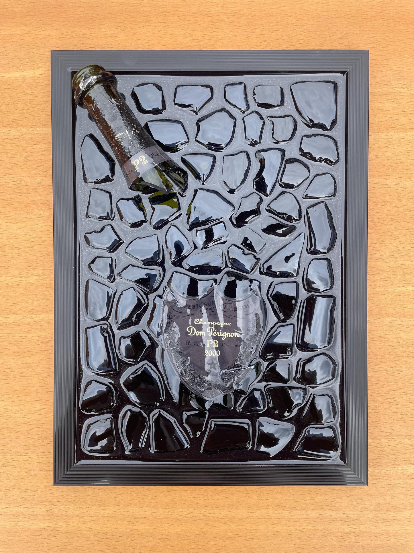 Broken Bottle Art P2 Pérignon 2000 Champagne Bottle Luxury Epoxy Resin Art Epoxy Painting Resinart Gift for Him