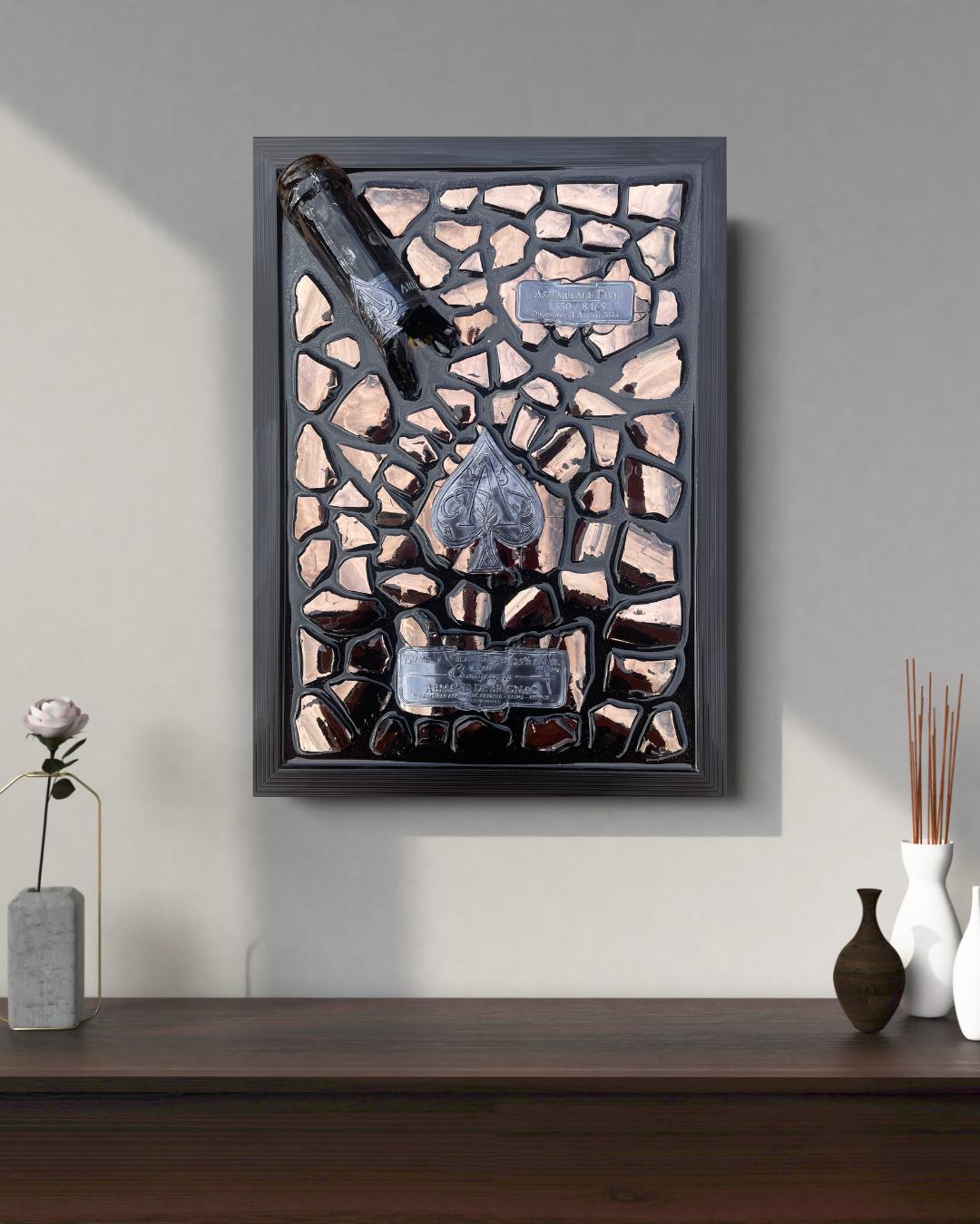 Brignac Limited Edition Broken Bottle Art Epoxy Resin Modern Wall Decor