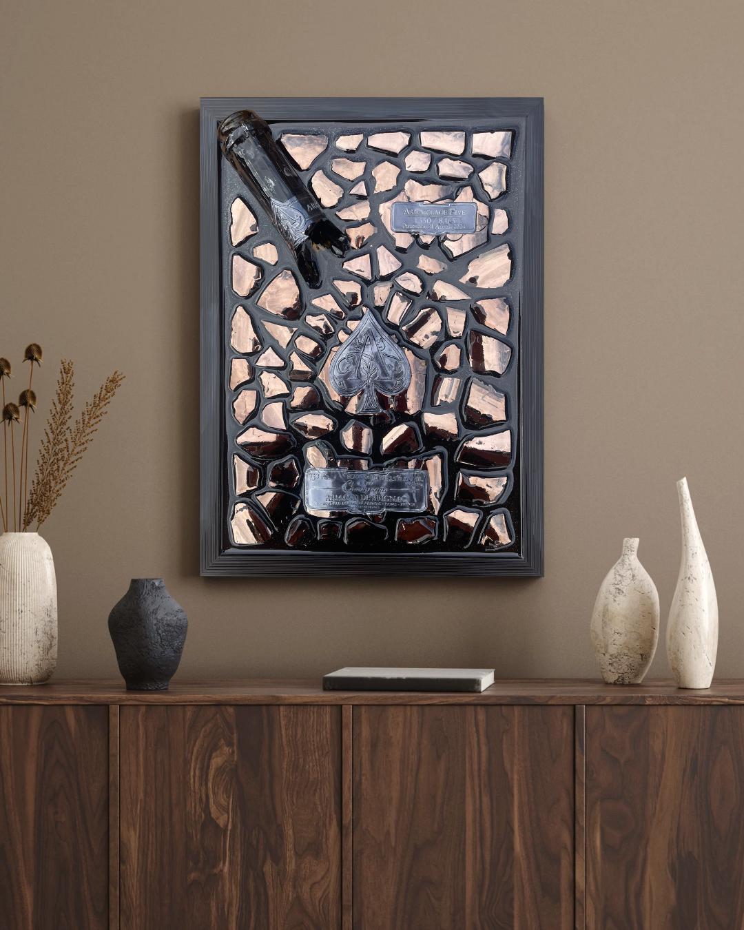 Brignac Limited Edition Broken Bottle Art Epoxy Resin Modern Wall Decor
