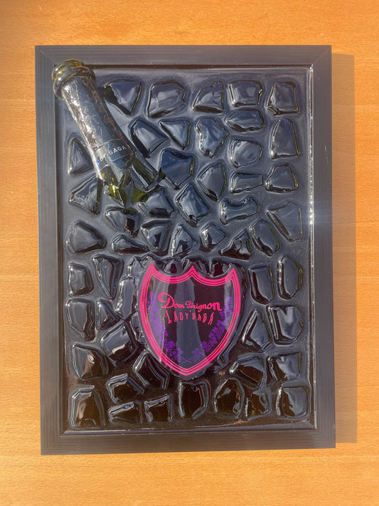 Broken Bottle Art Luxury Epoxy Resin | Unique champagne and Lady Gaga inspired resin artwork