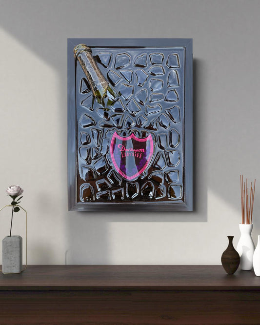 Broken Glass Art Luxury Epoxy Resin Unique Gift for Him Pérignon Lady Gaga Champagne Decor