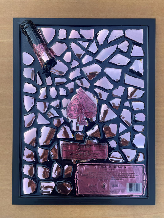Broken Bottle Art Brignac XL 1.5L Champagne Bottle | Pink Art Decor | Epoxy Resin Art | Gift for Him