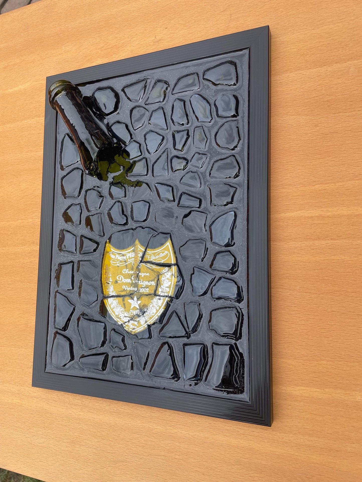 Luxury Epoxy Artwork | Champagne Art | Broken Bottle Art | Pérignon Yellow 2002 | Resin Art | Gift For Him