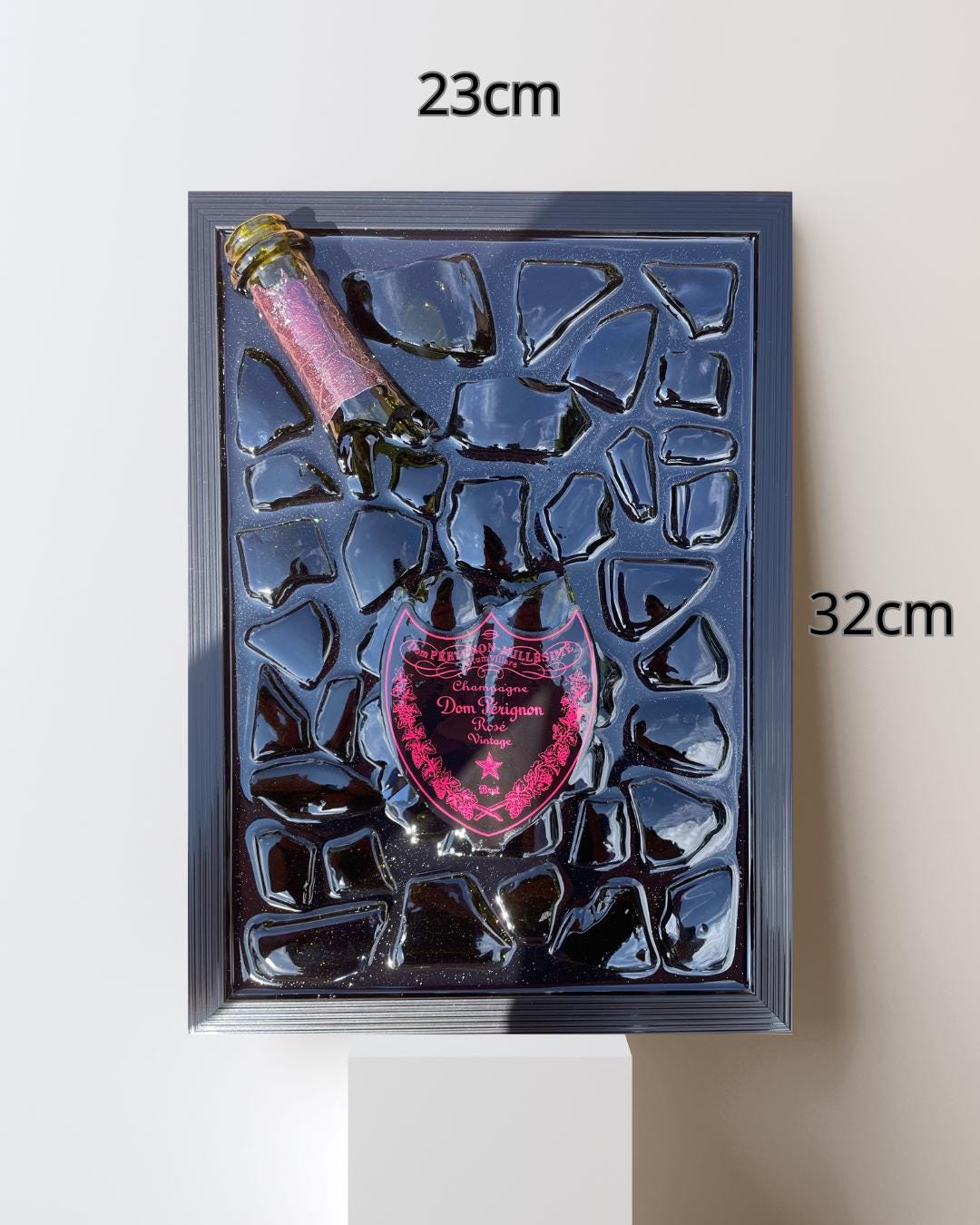 Broken Bottle Art Perignon Pink Luminous Broken Bottle Art Epoxy Resin Epoxy Painting Resinart Gift