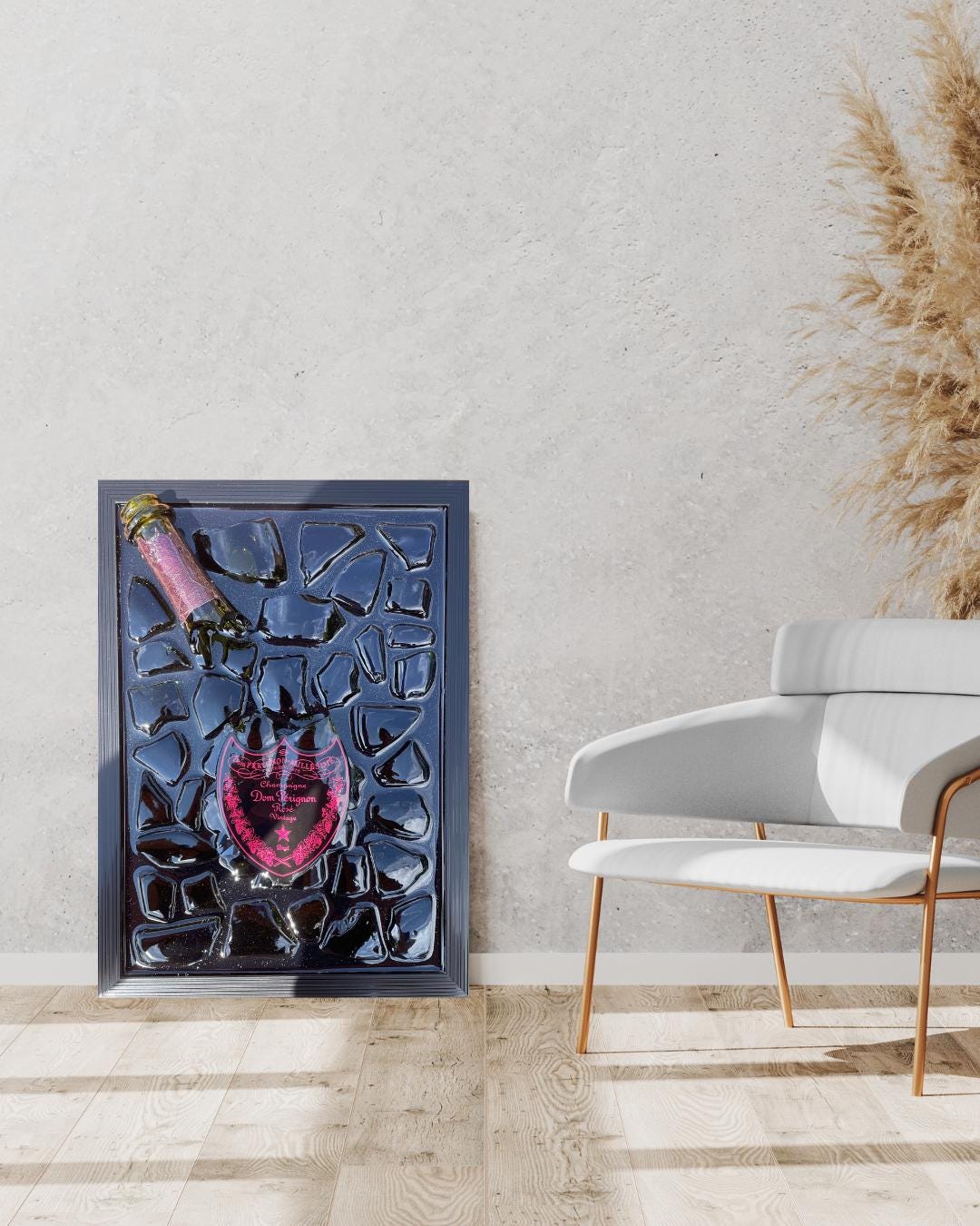 Broken Bottle Art Perignon Pink Luminous Broken Bottle Art Epoxy Resin Epoxy Painting Resinart Gift