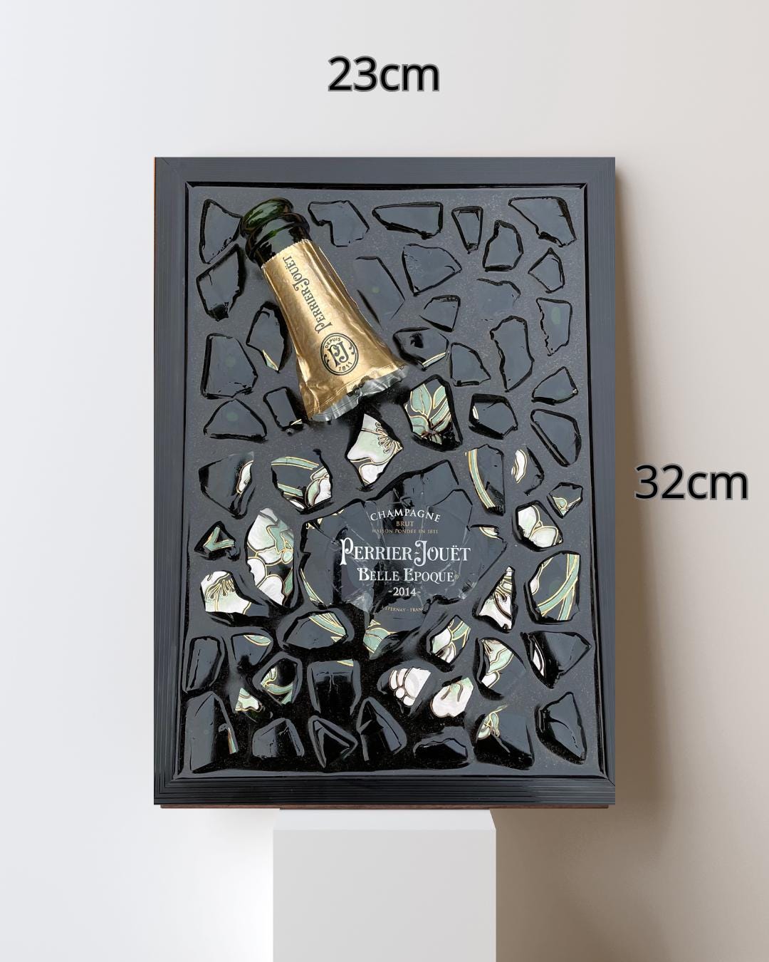 Broken Bottle Art Featuring Perrier-Jouët Champagne Bottle | Gifts for Him | Epoxy Resin Art | Unique Decor | Epoxy art