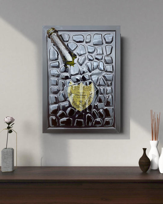 Broken Bottle Art Perignon Champagne Bottle 1998 Resin Artwork Broken Glass Art Gift for Him