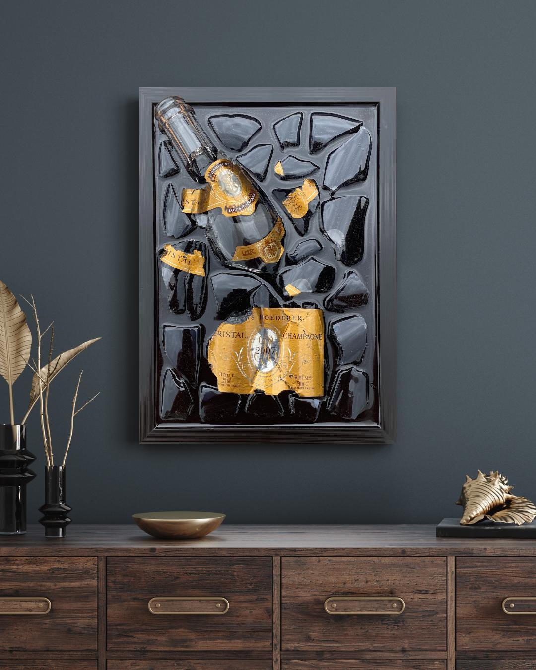 Broken Bottle Art Crystal Champagne Bottle 2007 Resin Artwork Epoxy Resin Epoxy Painting Resinart