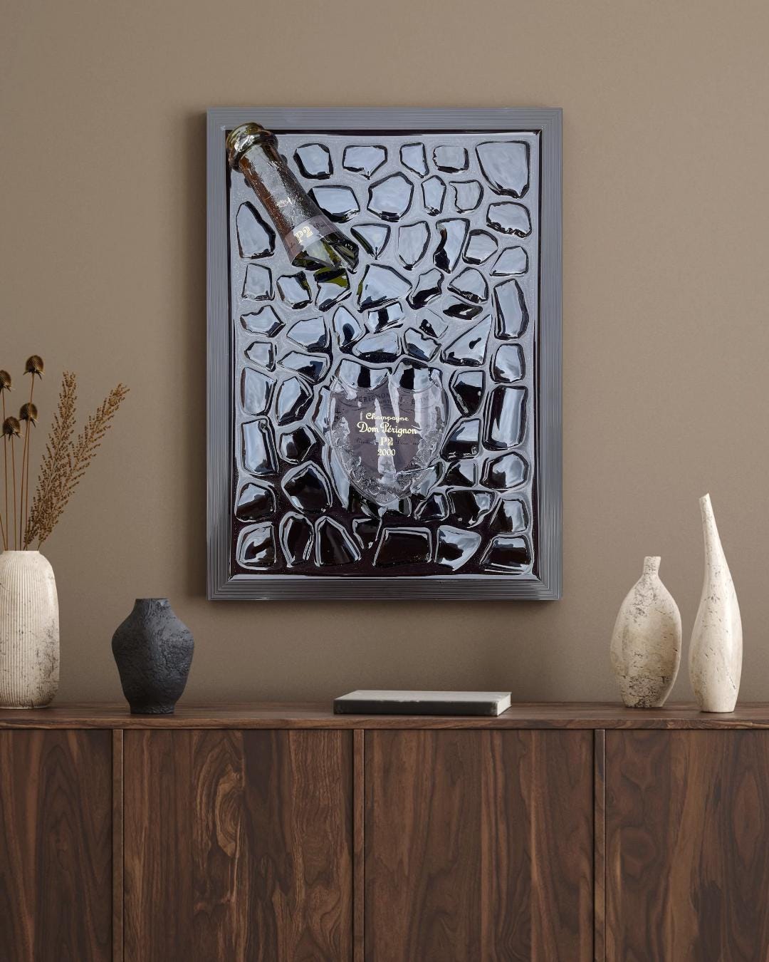 Broken Bottle Art P2 Pérignon 2000 Champagne Bottle Luxury Epoxy Resin Art Epoxy Painting Resinart Gift for Him