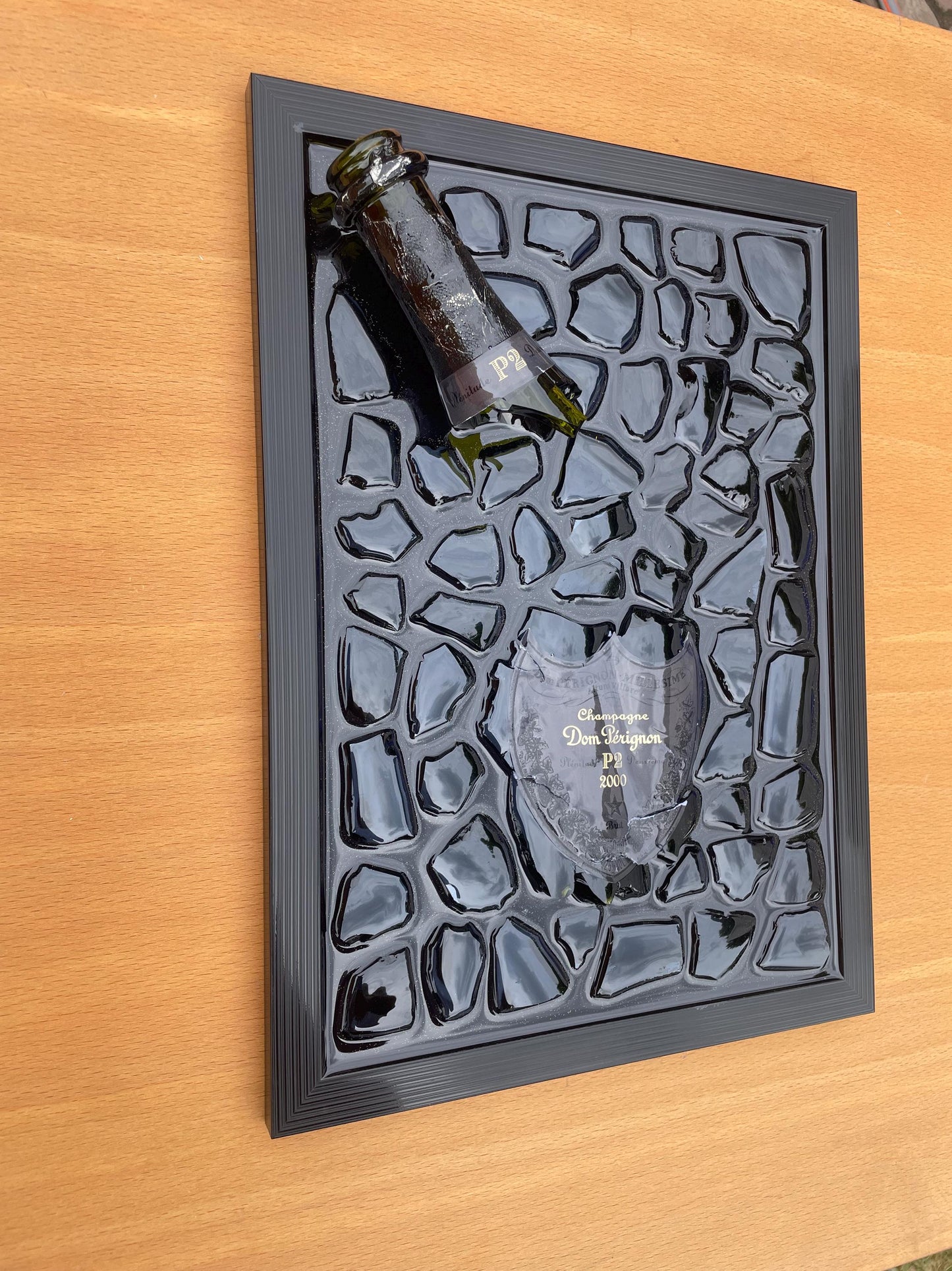 Broken Bottle Art P2 Pérignon 2000 Champagne Bottle Luxury Epoxy Resin Art Epoxy Painting Resinart Gift for Him