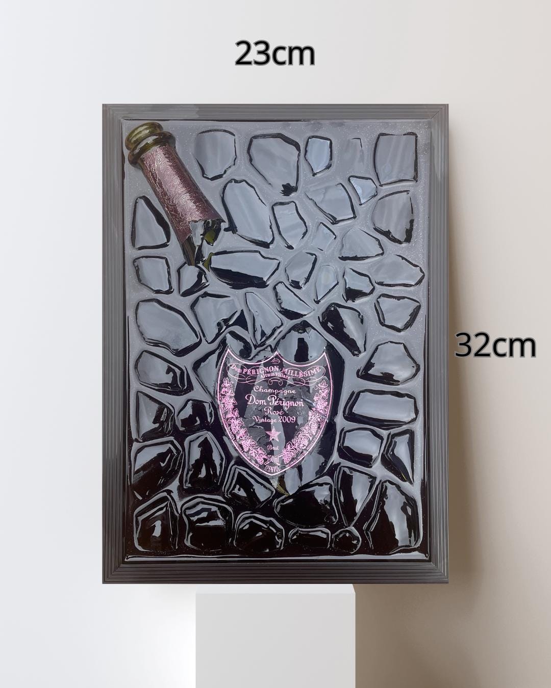 roken Bottle Art Pérignon Pink 2009 Artwork Luxury Home Decor Unique Artwork Gift for Him Resin Art
