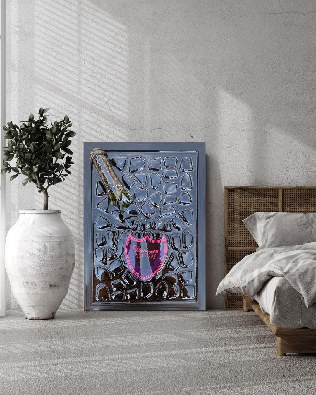 Broken Bottle Art Luxury Epoxy Resin | Unique champagne and Lady Gaga inspired resin artwork