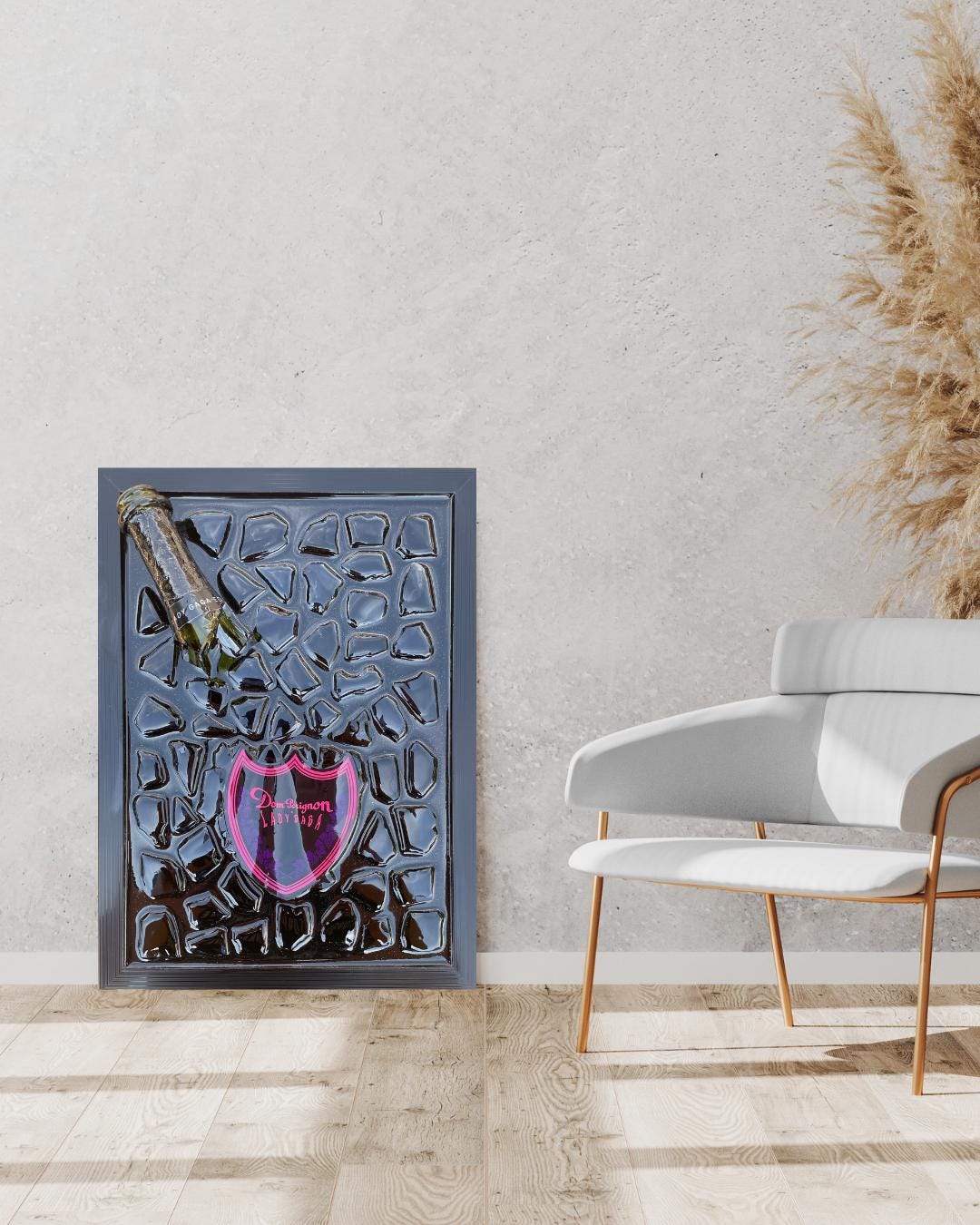 Broken Bottle Art Luxury Epoxy Resin | Unique champagne and Lady Gaga inspired resin artwork