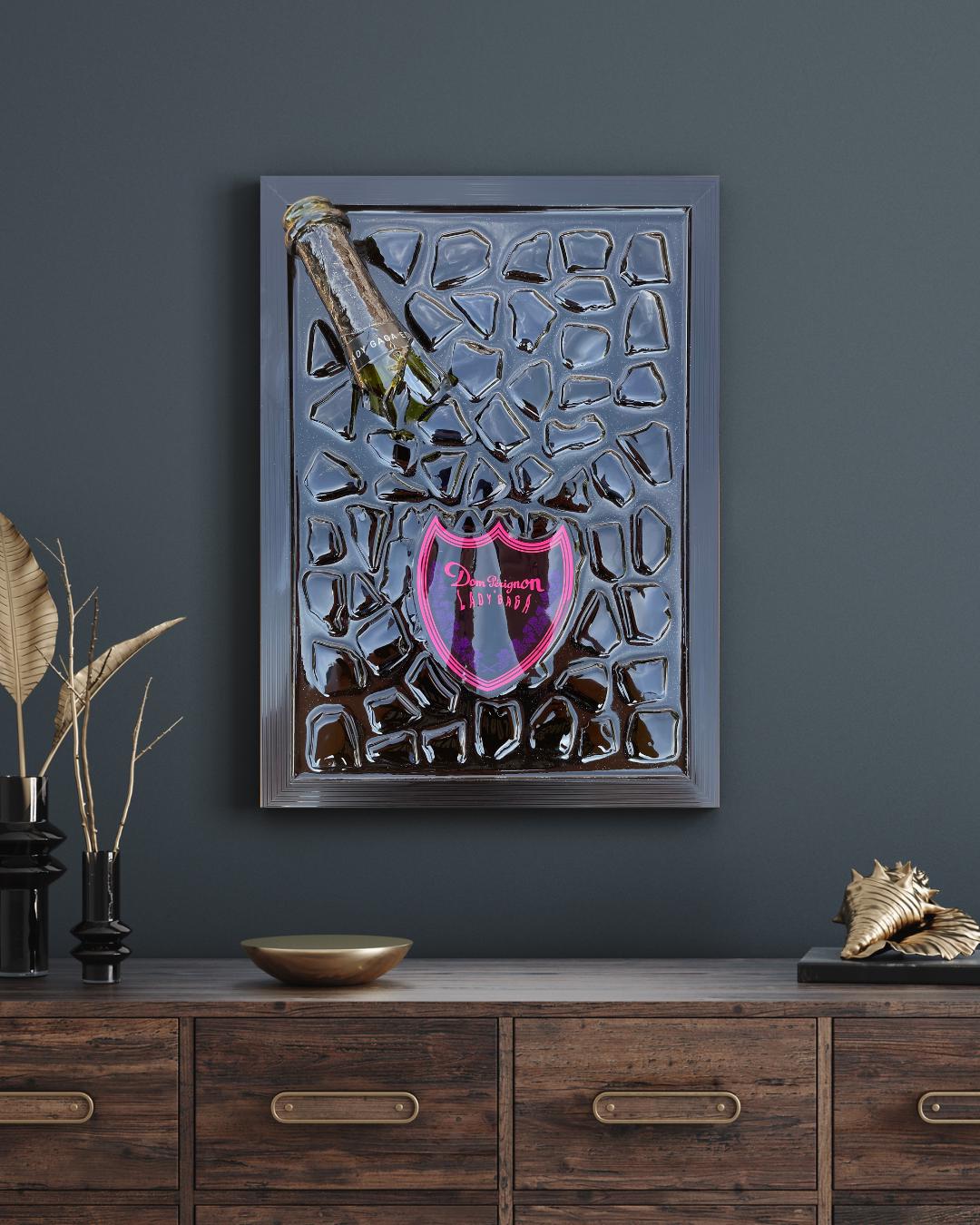 Broken Bottle Art Luxury Epoxy Resin | Unique champagne and Lady Gaga inspired resin artwork