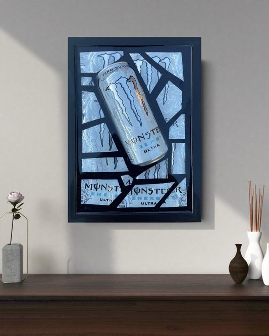 White Monster Epoxy Resin Art Gifts for Him Resin Art Broken Bottle Art Epoxy Artwork Gift