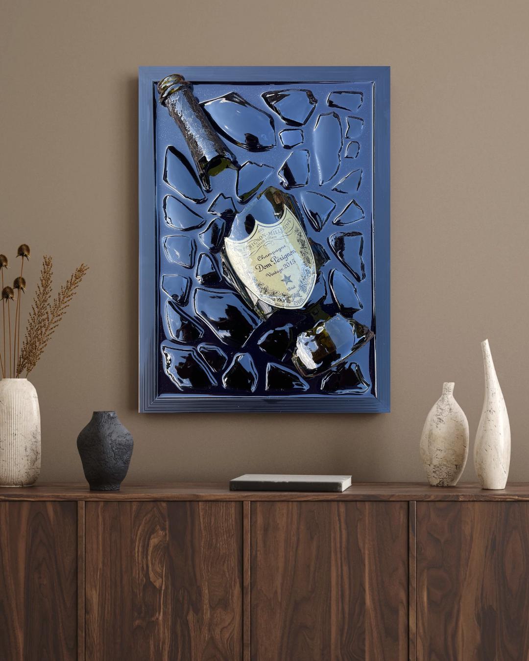 Luxury Epoxy Artwork | Champagne Art | Broken Bottle Art | Pérignon Decor | Resin Art | Gift For Him