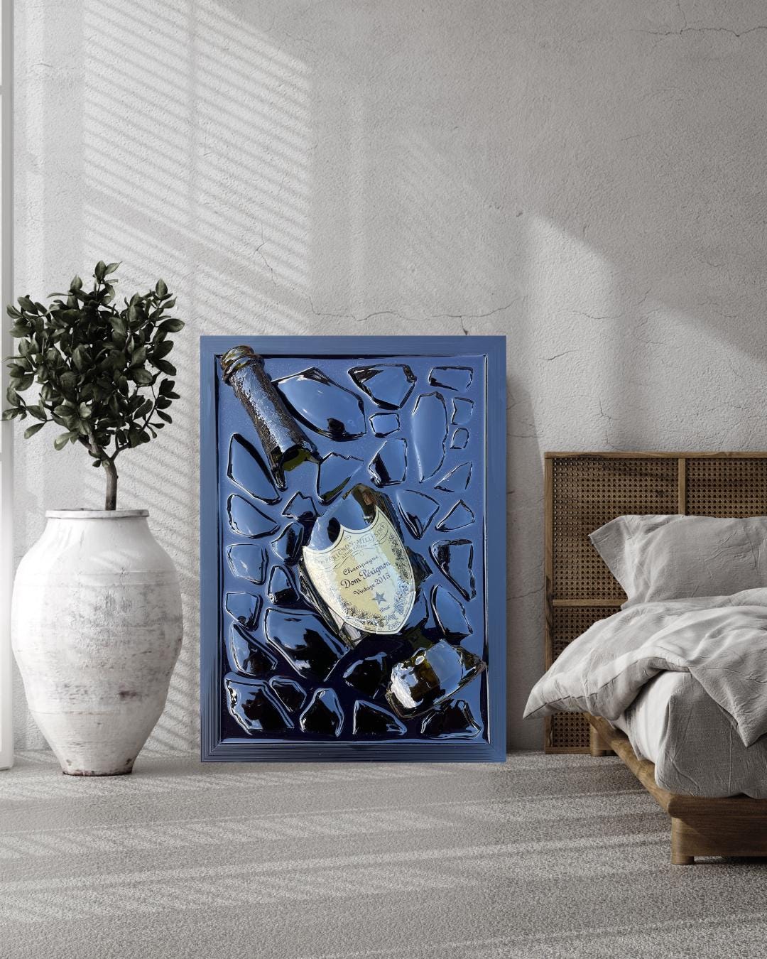 Luxury Epoxy Artwork | Champagne Art | Broken Bottle Art | Pérignon Decor | Resin Art | Gift For Him