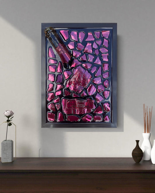 Broken Bottle Art Pink Brignac Champagne Bottle Resin Artwork Epoxy Resin Epoxy Painting Resinart