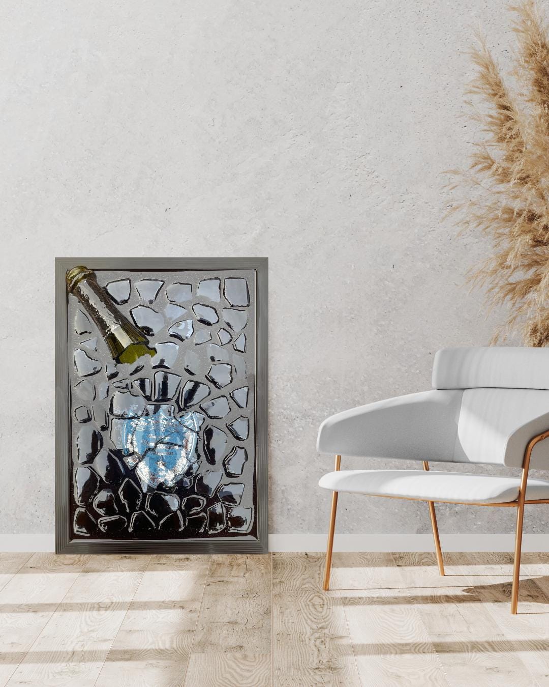 Broken Bottle Art Pérignon Blue 2002 | Andy Warhol Limited Edition | Epoxy Art | Gift for Him | Resin Art