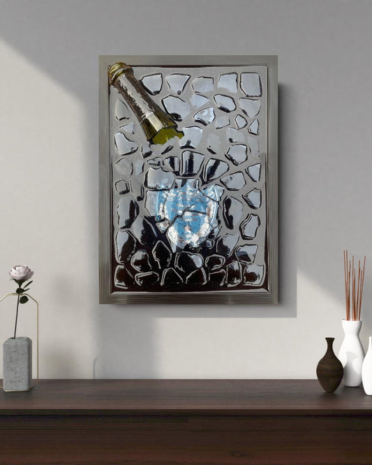 Broken Bottle Art Pérignon Blue 2002 Andy Warhol Limited Edition Epoxy Art Gift for Him Resin Art