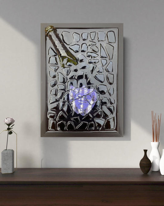 Luxury Epoxy Resin Art: Broken Bottle Art Champagne Bottle - Pérignon Light Purple