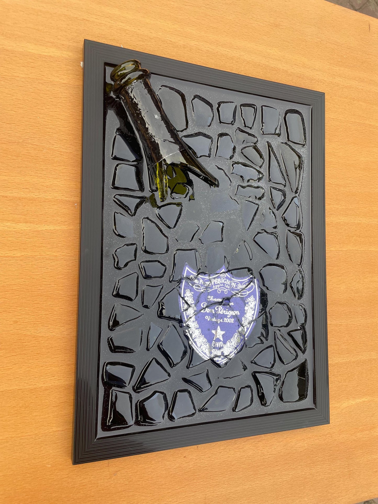 Luxury Epoxy Resin Art | Broken Bottle Art | Champagne Bottle | Pérignon Light Purple | Gift for Him | Broken Glass Art