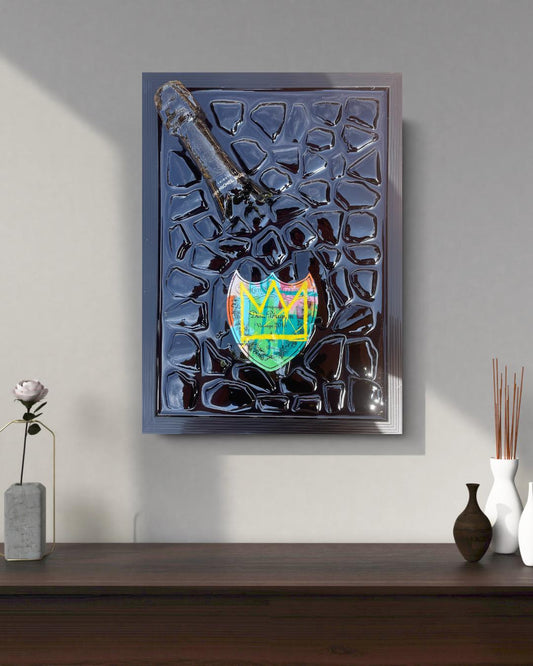 Broken Bottle Art Epoxy Artwork By Michel Basquiat Stylish Abstract Decor for Living Room Gift Idea