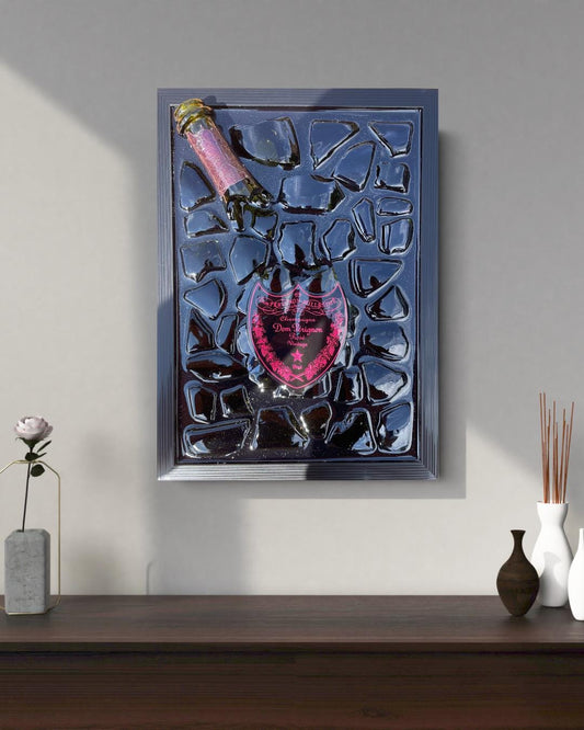 Broken Bottle Art Perignon Pink Luminous Broken Bottle Art Epoxy Resin Epoxy Painting Resinart Gift